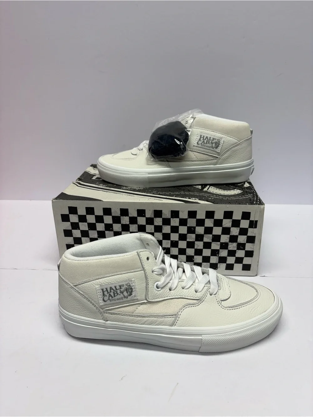 Vans White Half Cab Mid-Top Skate Shoes